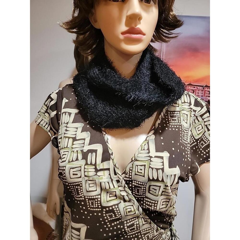 Alberto Makali NY Furry Black Infinity Scarf #F